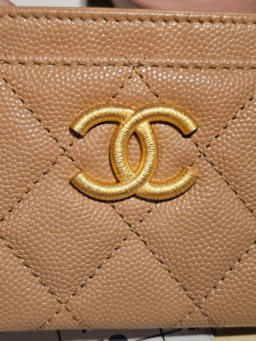 Chanel Card Holder — Beige/Caramel Caviar Leather, Gold Hardware — 23B — NWT - Picture 3 of 5